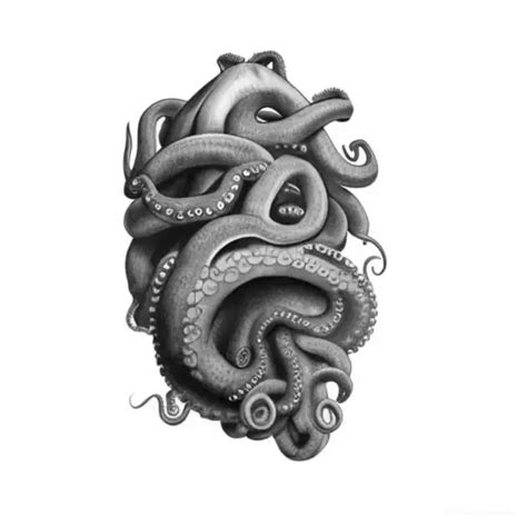 Blackwork "An Octopus Heart" Tattoo Idea - BlackInk AI