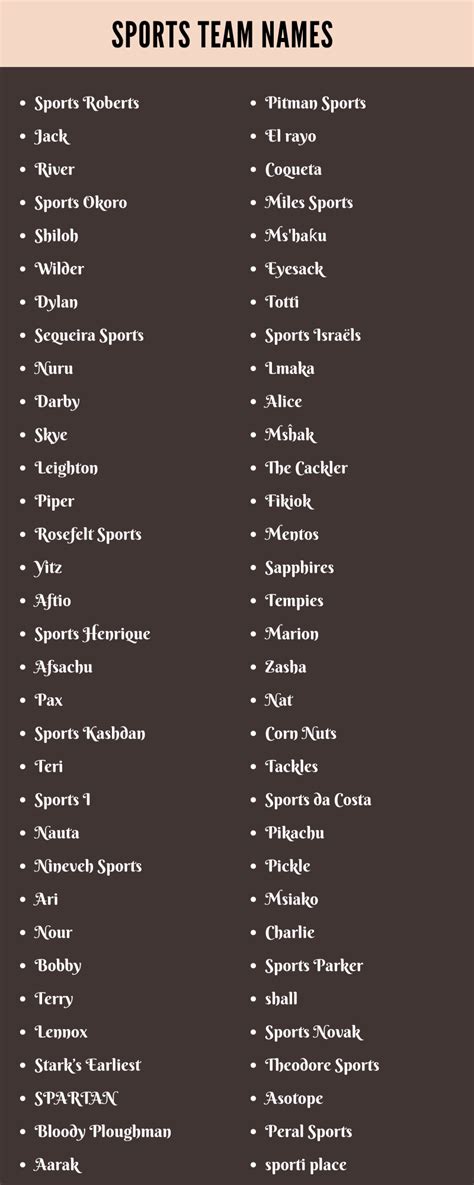 750 Cool Sports Team Names Ideas and Suggestions