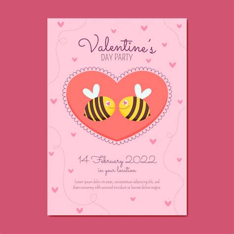 Free Vector | Flat valentine's day invitation template