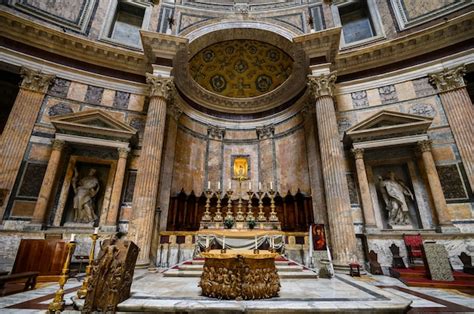 Premium Photo | Panorama of the pantheon interior with altar. inside the famous pantheon ...