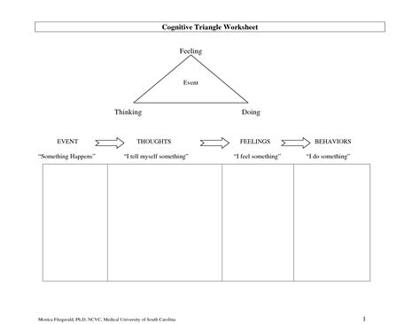 Full Size Printable Feelings Worksheets | Cognitive Triangle Worksheet ...