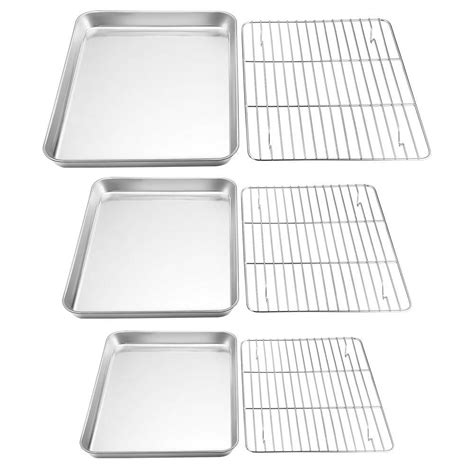 TeamFar Baking Sheet with Rack Set, Stainless Steel Cookie Sheet Baking Pans with Cooling Rack ...