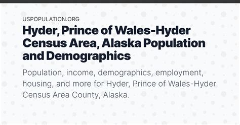 Hyder, Prince of Wales-Hyder Census Area, Alaska Population | Income ...