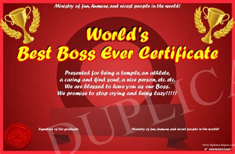 World's Best Boss Ever Certificate - Free Templates