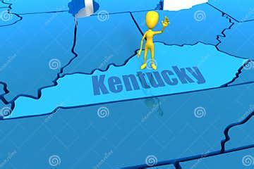 Kentucky State Outline with Yellow Stick Figure Stock Illustration ...