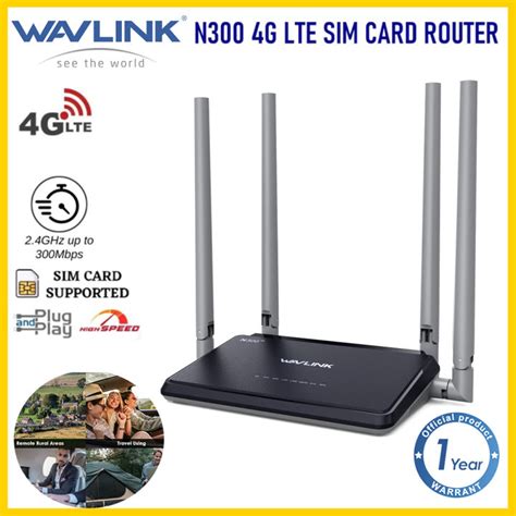 Wavlink N300 4G Wireless WIFI Router Supports 4G LTE SIM Card 300Mbps WiFi Router 4x5dBi High ...