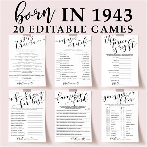 80th Birthday Games for Her Printable Birthday Party - Etsy