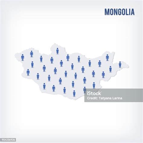 Vector People Map Of Mongolia The Concept Of Population Stock ...