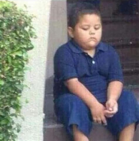 Sad chubby boy on steps Blank Template - Imgflip