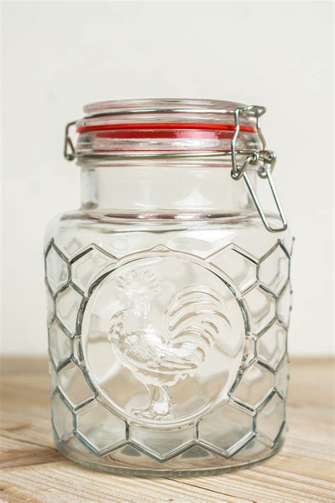 Honeycomb Farm House Glass Air Seal Jars 7in