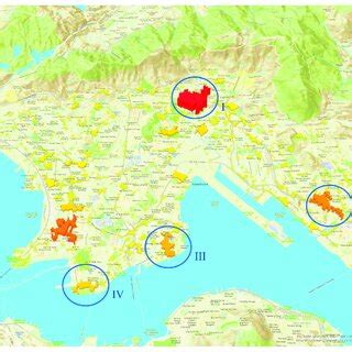 Quantities and lengths of roads in four large natural cities regions ...