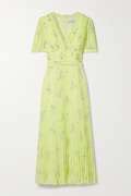 SELF-PORTRAIT Lace-trimmed pleated floral-print chiffon midi dress ...