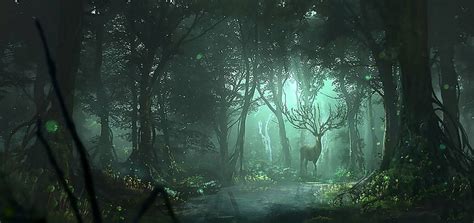 HD wallpaper: Fantasy, Landscape, Deer, Forest, tree, plant, beauty in nature | Wallpaper Flare