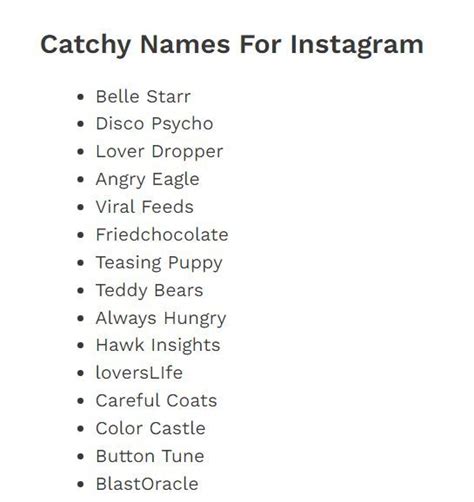 Catchy Names For Instagram | Catchy names, Name for instagram ...