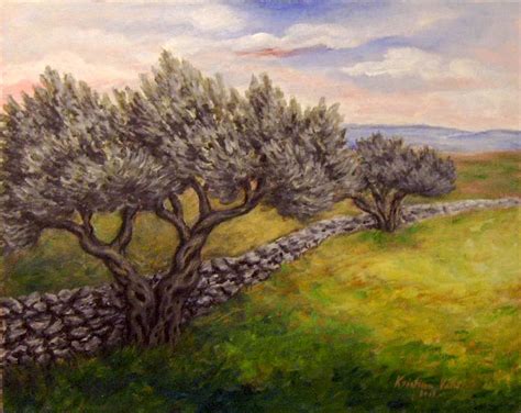 Original Landscape Painting Olive Tree by KristinaValicArt on Etsy