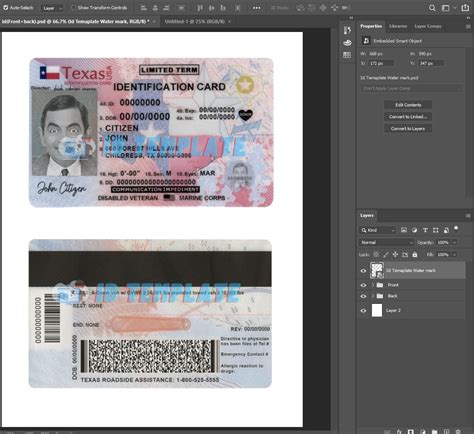 Texas ID Card PSD Template | Driving license Template