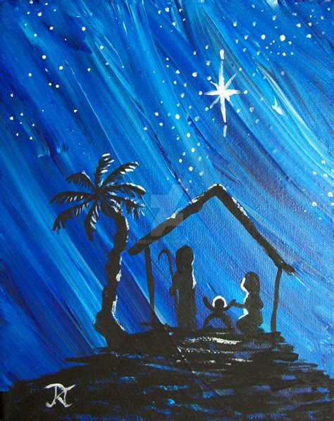 Nativity Starscape 2 by Ridesfire | Christmas paintings on canvas, Christmas canvas, Nativity ...