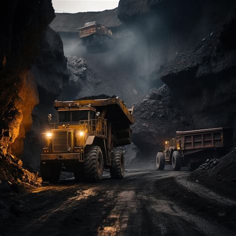 Premium AI Image | Coal is loaded onto trucks by mining machines that ...