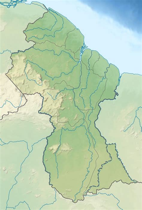 Guyana - topographic • Map • PopulationData.net