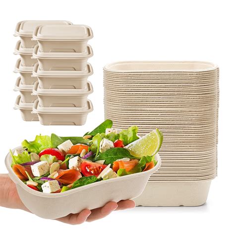 Tripumer 50oz Biodegradable Food Container Compostable Disposable Paper Bowl with Lid Green ...