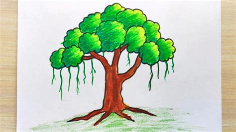 How to draw banyan tree | Banyan tree drawing step by step | Banyan ...