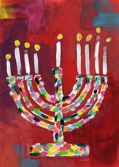 Colorful Menorah- Art by Linda Woods Painting by Linda Woods - Fine Art ...