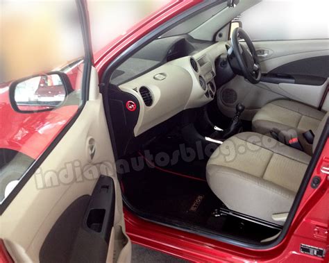 A closer look at the beige interior on the Toyota Etios Liva