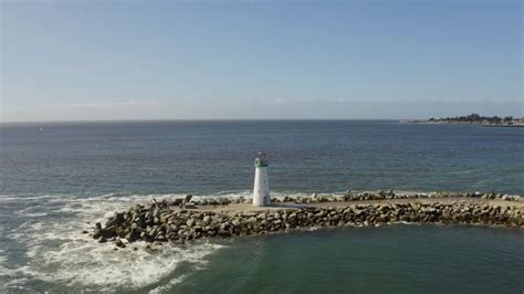 Santa Cruz, California West Breakwater Light Walton Lighthouse aerial ...