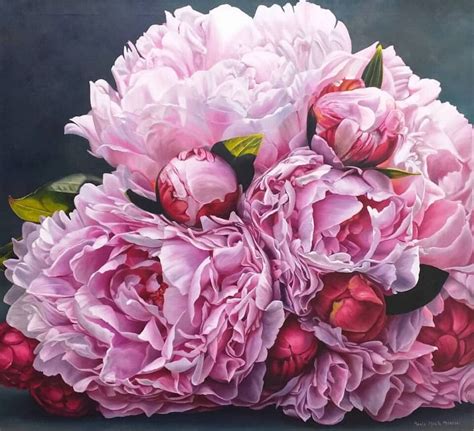 Pink Peonies Burst with Life in Hyperrealistic Oil Paintings by Maria ...