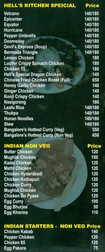 The Hell's Kitchen Menu, Menu for The Hell's Kitchen, HSR, Bangalore ...