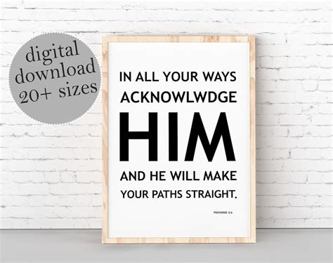 Bible Verse Printable, in All Your Ways Acknowledge Him and He Will ...