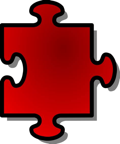 Clipart - Red Jigsaw piece 05