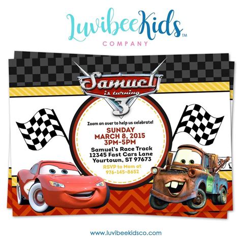 Cars Lightning McQueen Birthday Invitation - Style 2 | Disney Cars Birthday Printables | Cars ...