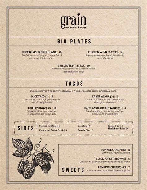 Menu - Grain Norfolk