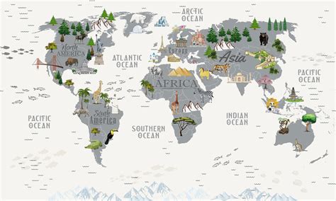 Adventure World Map Wall Mural | Wall Art for Children | Eazywallz