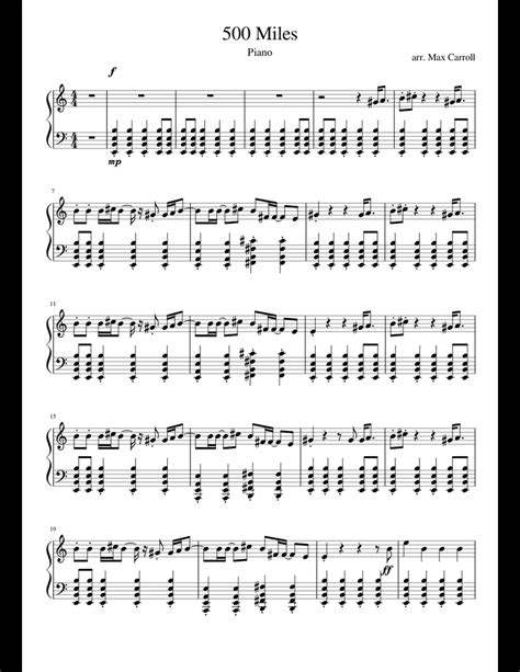 500 Miles sheet music for Piano download free in PDF or MIDI