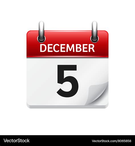 December 5 flat daily calendar icon date Vector Image