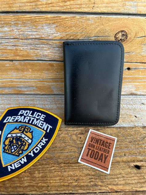 Shield Wallets Inc Plain Black Leather 2 ID Window NYPD Badge Wallet | eBay