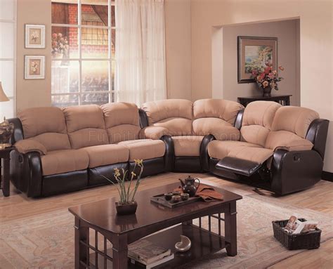 Two-Tone Mocha & Dark Brown Modern Reclining Sectional Sofa