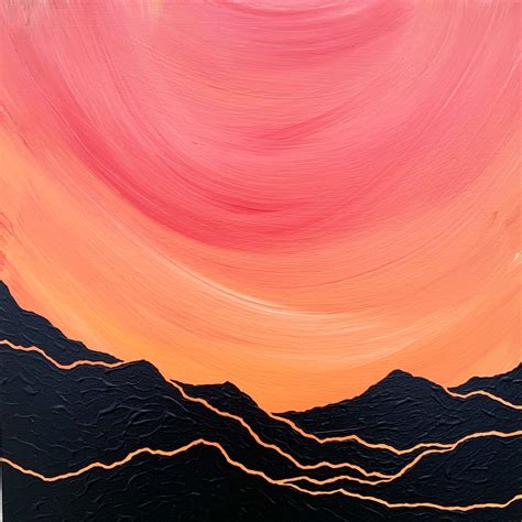 Mountain Sunset II - Acrylic Painting by Camille Gerrick at Art Works ...