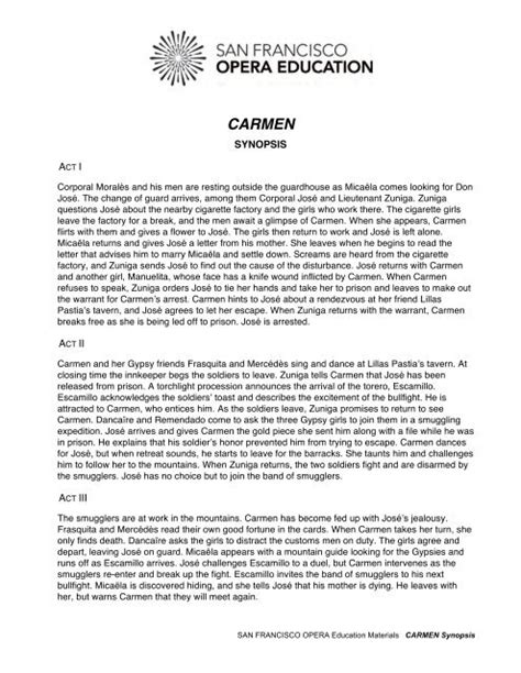 Carmen Synopsis - San Francisco Opera