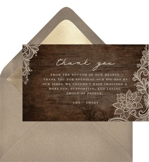 Rustic Lace Thank You Notes in Creme | Greenvelope.com