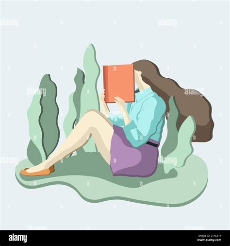 Girl Reading Book Vector Illustration Stock Vector Image & Art - Alamy