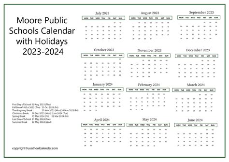 Moore Public Schools Calendar 2024 - Anna Maisey