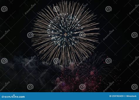 Gas Works Fireworks in the Night Sky Stock Image - Image of festive ...