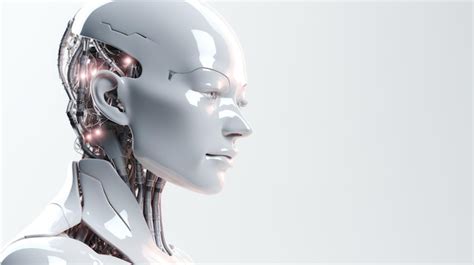 Premium AI Image | White glossy robot artificial intelligence with light white copyspace