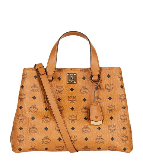 MCM Canvas Large Visetos Signature Tote Bag in Brown - Lyst