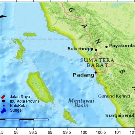 The map of study area, including the Padang City and its surrounding... | Download Scientific ...