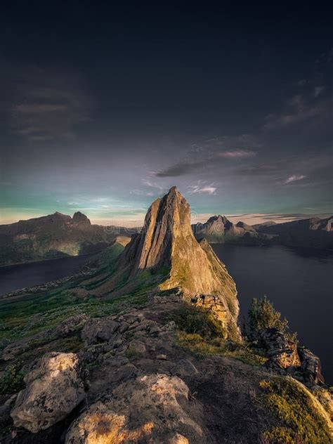 Epic Dark Landscape of Mount Segla Viewed from Mount Hesten after ...