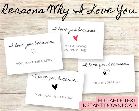 Reasons Why I Love You Cards Printable Love Notes UK | ubicaciondepersonas.cdmx.gob.mx